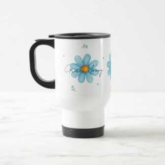 Personalized Blue Daisy Floral Name Custom Design トラベルマグ