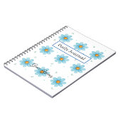 Personalized Blue Daisy Notebook Custom Name ノートブック (左側)