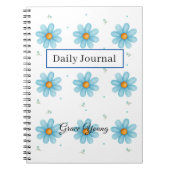 Personalized Blue Daisy Notebook Custom Name ノートブック (正面)