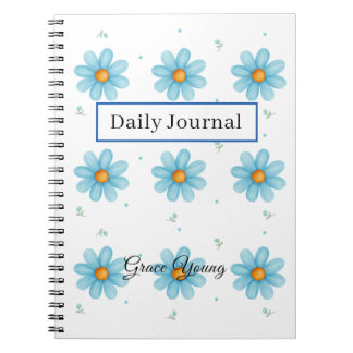 Personalized Blue Daisy Notebook Custom Name ノートブック