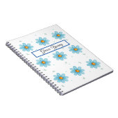 Personalized Blue Daisy Notebook Custom Name ノートブック (右側)
