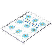 Personalized Blue Daisy Notebook Custom Name ノートブック (左側)