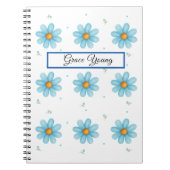 Personalized Blue Daisy Notebook Custom Name ノートブック (正面)