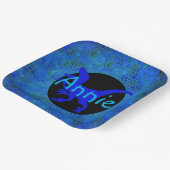 Personalized Blue Dinosaur ペーパープレート (傾斜あり)