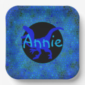 Personalized Blue Dinosaur ペーパープレート (正面)