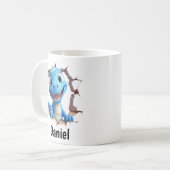 Personalized Blue Dinosaur Mug | Kids Gift コーヒーマグカップ (正面左)