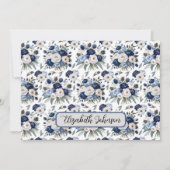 Personalized Blue Floral Botanical Note Card ノートカード (正面)