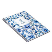 Personalized Blue Floral Classic Notebook ノートブック (右側)