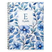 Personalized Blue Floral Classic Notebook ノートブック (正面)