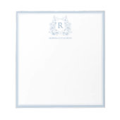 Personalized Blue Floral Crest Notepad ノートパッド (正面)