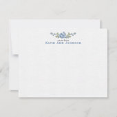 Personalized Blue Floral Custom Stationery ノートカード (正面)