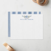 Personalized Blue Floral Custom Stationery ノートカード (正面/裏面インサイチュ)