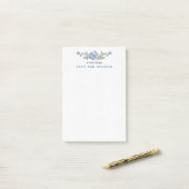 Personalized Blue Floral Custom Stationery ポストイット (デスク上)