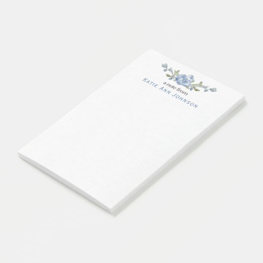 Personalized Blue Floral Custom Stationery ポストイット (アングル)