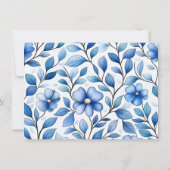 Personalized Blue Floral Flat Note Card ノートカード (裏面)