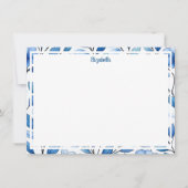 Personalized Blue Floral Flat Note Card ノートカード (正面)