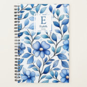 Personalized Blue Floral Monthly & Weekly Planner プランナー手帳 (正面)