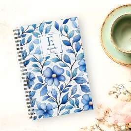 Personalized Blue Floral Monthly & Weekly Planner プランナー手帳