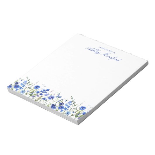 Personalized Blue Floral Notepad ノートパッド (回転)