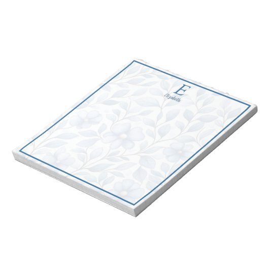 Personalized Blue Floral Notepad ノートパッド (回転)