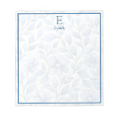 Personalized Blue Floral Notepad ノートパッド (正面)