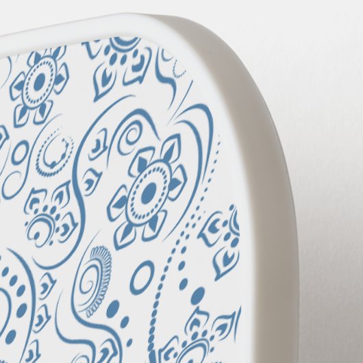 Personalized Blue Floral Pattern Custom Name  ピックルボールラケット (左詳細)