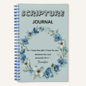 Personalized blue flower Bible Scripture jeremiah  ノートブック (正面)