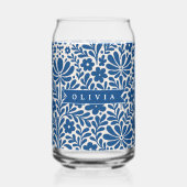 Personalized Blue Folk Floral Nordic Custom ガラス缶 (裏面)