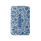 Personalized Blue Folk Floral Nordic Custom バスマット (正面縦)