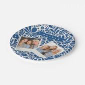 Personalized Blue Folk Floral Nordic Custom ペーパープレート (アングル)