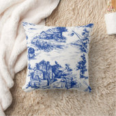 Personalized Blue French Toile クッション (ブランケット)