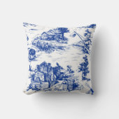 Personalized Blue French Toile クッション (正面)