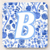 Personalized Blue French Toile B コースター (正面)