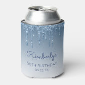 Personalized Blue Glitter Drip 50th Birthday 缶クーラー (缶正面)