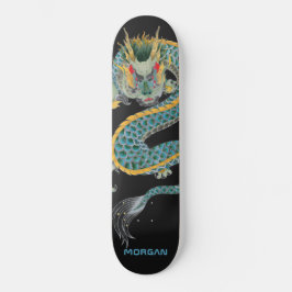 Personalized Blue Gold Dragon Skateboard スケートボード