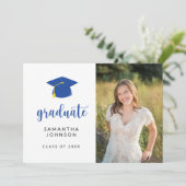 Personalized Blue Graduation Photo Invitation 招待状 (スタンド正面)