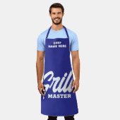 Personalized blue Grill Master BBQ apron for men エプロン (着用した状態)