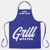 Personalized blue Grill Master BBQ apron for men エプロン (正面)