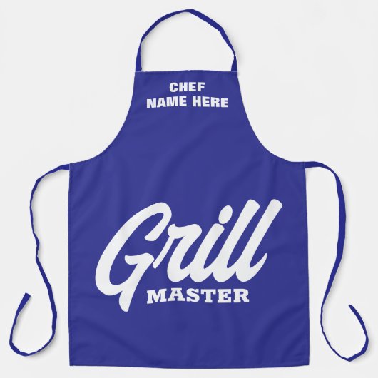 Personalized blue Grill Master BBQ apron for men エプロン (正面)