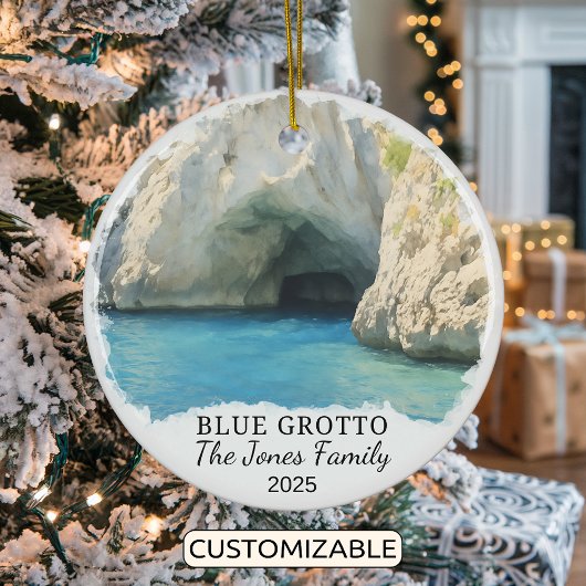 Personalized Blue Grotto Ornament, Italy セラミックオーナメント