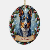 Personalized Blue Heeler Christmas セラミックオーナメント (右)