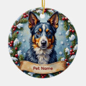 Personalized Blue Heeler Christmas セラミックオーナメント (正面)