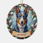 Personalized Blue Heeler Christmas セラミックオーナメント (左)