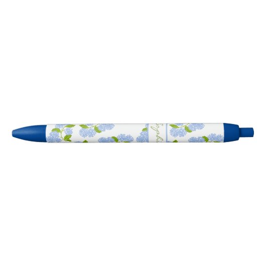 Personalized Blue Hydrangea Pen 黒ボールペン (正面)