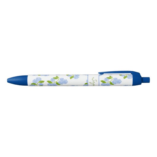 Personalized Blue Hydrangea Pen 黒ボールペン (トップ)