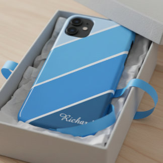 Personalized Blue iPhone Case with Name for Him 11 ケース