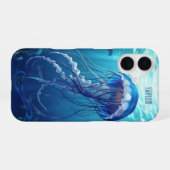 Personalized Blue Jellyfish Ocean iPhone 16ケース (裏面横)