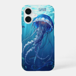 Personalized Blue Jellyfish Ocean iPhone 16ケース