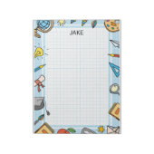 Personalized Blue Kids School Supplies Notepad  ノートパッド (回転)