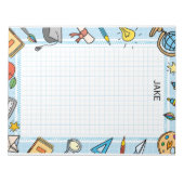 Personalized Blue Kids School Supplies Notepad  ノートパッド (正面)
